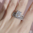 Stylishwe 3.3 Carat Radiant Cut &amp; Emerald Cut Sterling Silver Ring Set 
