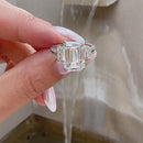 Stylishwe  5.0カラット ホワイトゴールド エメラルドカット 婚約指輪