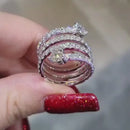 Stylishwe 4.0カラット4連 ラウンドカット ホワイトゴールド 結婚指輪