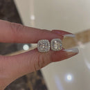 Stylishwe 1.5ct Halo Radiant Cut Stud Earrings 