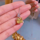 Stylishwe 5.6 カラット アッシャーカット イエローサファイア ネックレス