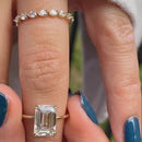 Stylishwe  3.5カラット エレガント イエローゴールド  エメラルドカット指輪セット