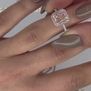 Stylishwe  3.8カラット クッションカット ピンクサファイア レディース 婚約指輪