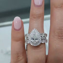 Stylishwe 2.0カラット エターニティー ダブル ヘイロー ペアーカット 3PC 指輪セット