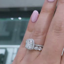 Stylishwe エレガント 4.0カラット クッションカット ヘイロー 指輪セット スターリングシルバー