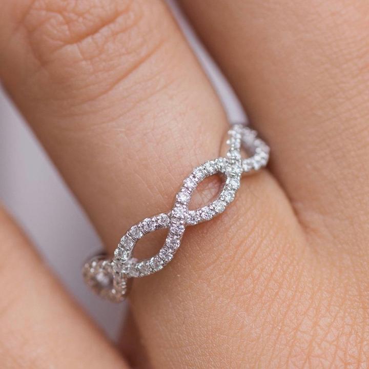 Stylishwe ツイスト ホワイトゴールド 0.5カラット ラウンドカット 結婚指輪 スターリングシルバー - stylish we