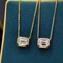 Stylishwe 1.5カラット エメラルドカット スターリングシルバー  ペンダント ネックレス