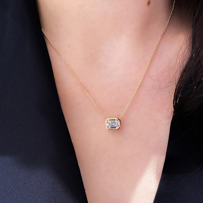 スターリングシルバー　ペンダントとのセット Stylishwe 1.5カラット エメラルドカット スターリングシルバー