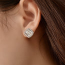 Stylishwe 1.5ct Halo Radiant Cut Stud Earrings 