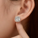 Stylishwe 1.5ct Halo Radiant Cut Stud Earrings 