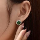 Stylishwe 1.5カラット プリンセスカット エメラルドグリーン スターリングシルバー ピアス - stylish we