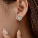 Stylishwe 1.5ct Halo Radiant Cut Stud Earrings 