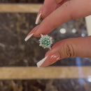 Stylishwe 2.0カラット フラワーモチーフ  シアンブルー モアサナイト 婚約指輪