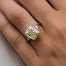 Stylishwe 4.0 Carat Radiant Cut &amp; Triangle Cut Yellow Sapphire Engagement Ring Sterling Silver 
