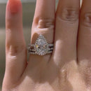 Stylishwe 2.2カラット ペアーカット ホワイトサファイア セットリング スターリングシルバー