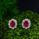 Stylishwe 1.8カラット ヘイロー オーバルカット スターリングシルバー ピアス - stylish we