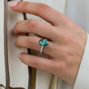 Stylishwe クラシック 3.5ct オーバルカット エメラルドグリーン 婚約指輪 スターリングシルバー - stylish we