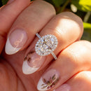 Stylishwe 3.50カラット ヘイロー オーバルカット 婚約指輪 スターリングシルバー - stylish we