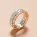 Stylishwe エタニティリング クラシック 1.5カラット ラウンドカット 3PCS 結婚指輪セット スターリングシルバー - stylish we