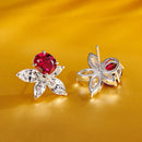 Stylishwe 1.25カラット 合成ガーネット スターリングシルバー  ツートン スタッドピアス