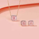 Stylishwe ハロー 2PCS ピンクサファイア ジュエリーセット