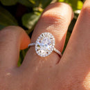 Stylishwe 3.50カラット ヘイロー オーバルカット 婚約指輪 スターリングシルバー - stylish we