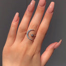 Stylishwe ムーン&スター 0.3カラット ラウンドカット ダイヤモンドクリア 結婚指輪 スターリングシルバー - stylish we