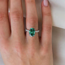 Stylishwe クラシック 3.5ct オーバルカット エメラルドグリーン 婚約指輪 スターリングシルバー - stylish we