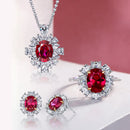 Stylishwe ハロー 3PCS ルビー ジュエリーセット