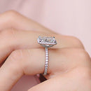 Stylishwe クラシック 3カラット ヘイロー ラディアントカット 婚約指輪 スターリングシルバー