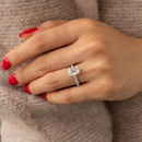 Stylishwe クラシック 3.3カラット エメラルドカット 婚約指輪 スターリングシルバー