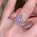 Stylishwe 3.0カラット ヘイロー ペアーカット ピンクサファイア 婚約指輪