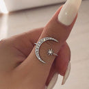 Stylishwe ムーン&スター 0.3カラット ラウンドカット ダイヤモンドクリア 結婚指輪 スターリングシルバー - stylish we