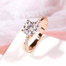 Stylishwe ツイスト 1.25カラット ローズゴールド ラウンドカット 約束の指輪 スターリングシルバー - stylish we