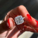 Stylishwe 3.2カラット ヘイロー クッションカット 婚約指輪 スターリングシルバー - stylish we