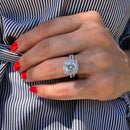 Stylishwe クラシック 3.2カラット クッションカット ヘイロー  スターリングシルバー 指輪セット - stylish we