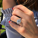 Stylishwe クラシック 3.2カラット クッションカット ヘイロー  スターリングシルバー 指輪セット - stylish we