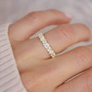 Stylishwe 1.5ct Emerald Cut &amp; Round Cut Half Eternity Ring 