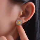 Stylishwe 2.0カラット ハロー イエローサファイア スタッドピアス