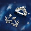 Stylishwe クラウン 真珠 2PCS ジュエリーセット