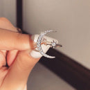 Stylishwe ムーン&スター 0.3カラット ラウンドカット ダイヤモンドクリア 結婚指輪 スターリングシルバー - stylish we