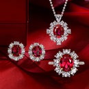 Stylishwe ハロー 3PCS ルビー ジュエリーセット