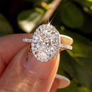 Stylishwe 3.50カラット ヘイロー オーバルカット 婚約指輪 スターリングシルバー - stylish we