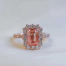 Stylishwe 2.2カラット エメラルドカット パパラチャ 4プロング 婚約指輪