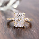 Stylishwe 3.30カラット イエローゴールド ラディアントカット 婚約指輪 スターリングシルバー - stylish we