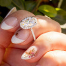 Stylishwe 3.50カラット ヘイロー オーバルカット 婚約指輪 スターリングシルバー - stylish we