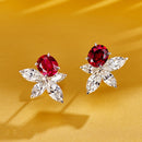 Stylishwe 1.25カラット 合成ガーネット スターリングシルバー  ツートン スタッドピアス