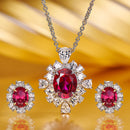 Stylishwe ハロー 3PCS ルビー ジュエリーセット