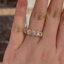 Stylishwe ピンクゴールド 1.8カラット ラウンドカット ハーフエタニティリング