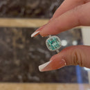 Stylishwe 5.0 Carat Halo Cyan Blue Cushion Cut Engagement Ring 